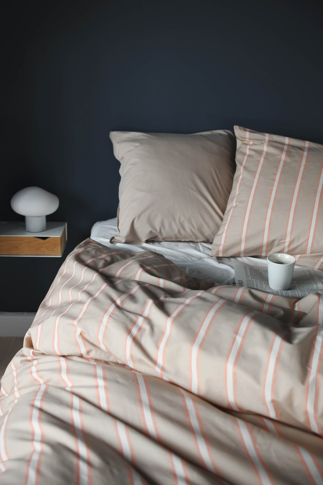 Pin Stripe Double sengesæt - sand/peach